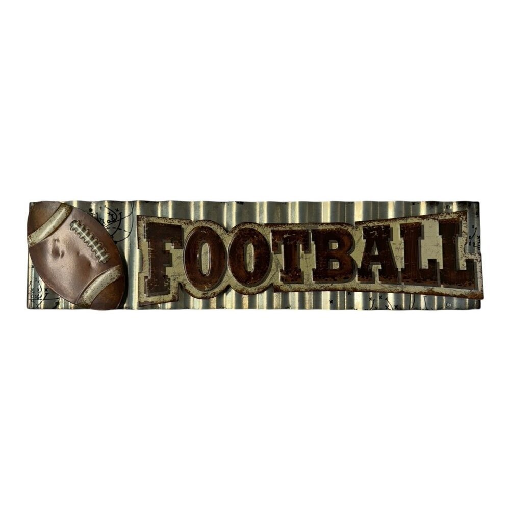 Hobby Lobby Silver Metal Football Wall Hanging Sign Sports Decor ~ P7 11